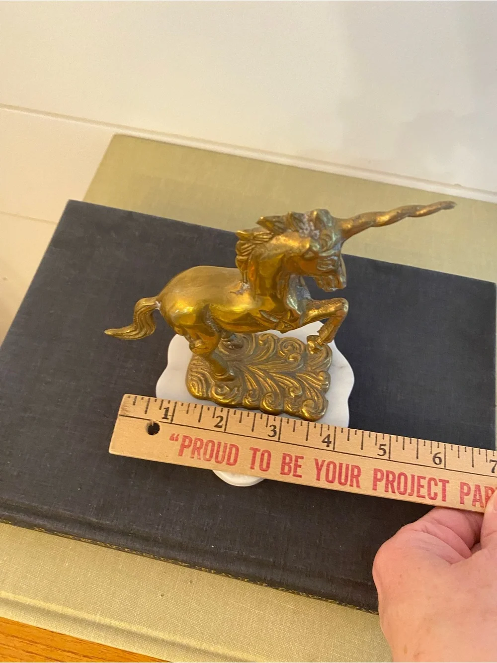 Vintage Solid Brass Rearing Unicorn Statue Figure Mythical Ethereal Celestial - Picture 10 of 10